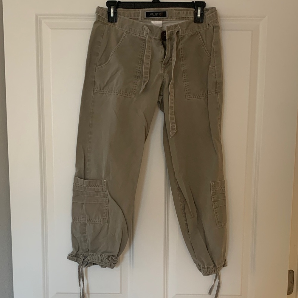 Women's Tan Drawstring Cargo Ankle Pants
